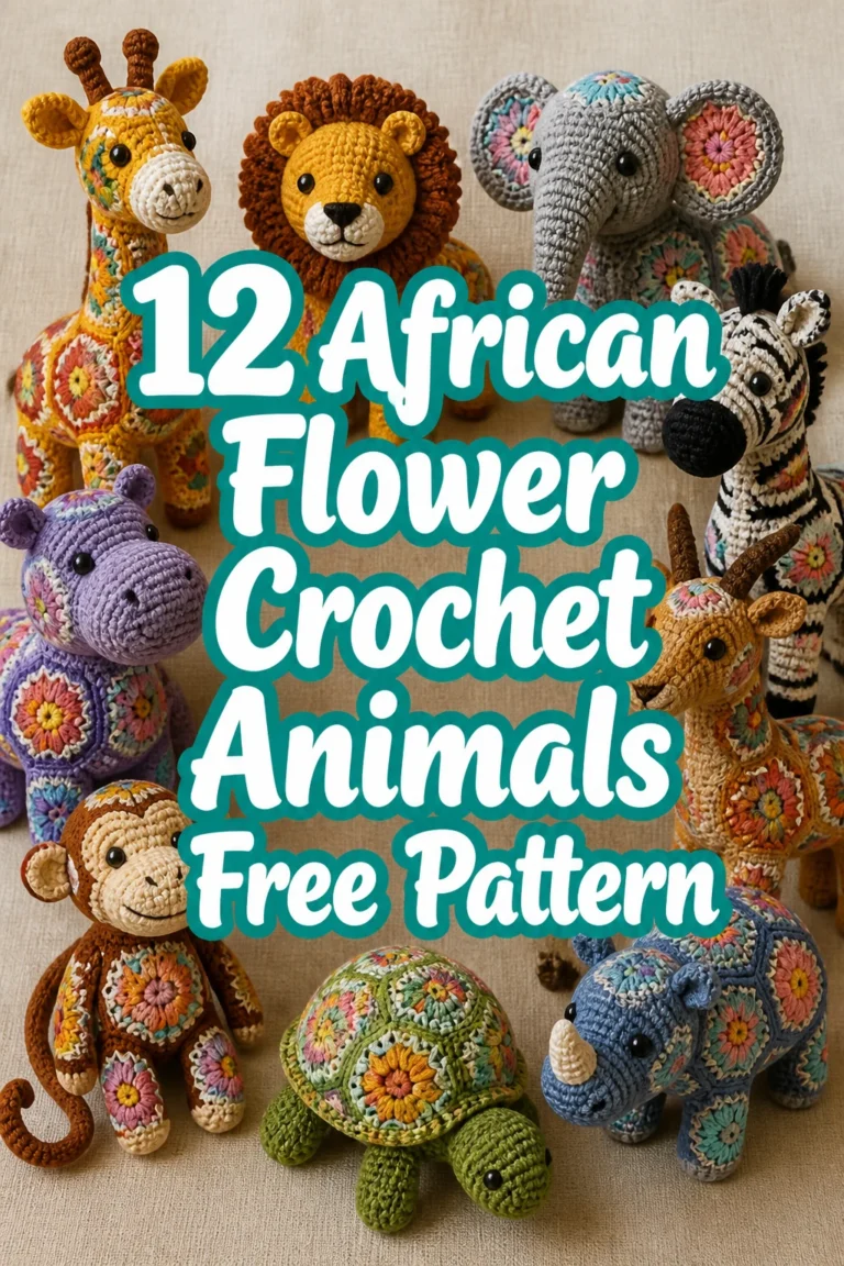 12 African Flower Crochet Animals Free Pattern